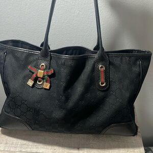 GUCCI black supreme tote bag with bow